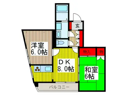 Kファースト栄町(2DK/3階)の間取り写真