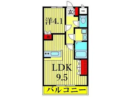 フランシーズ(1LDK/2階)の間取り写真