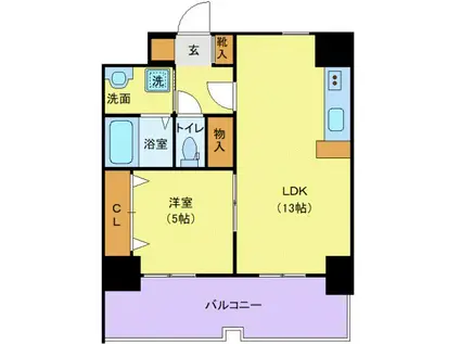 ビューハイツ田川(1LDK/4階)の間取り写真