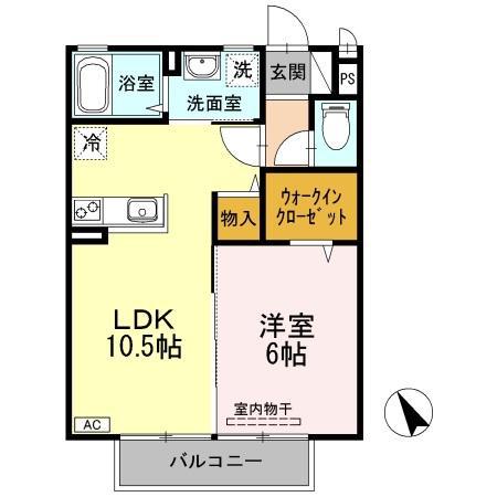 オランジュA(1LDK/2階)の間取り写真