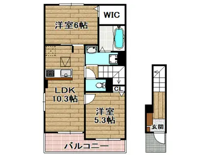 パインルーツI(2LDK/2階)の間取り写真