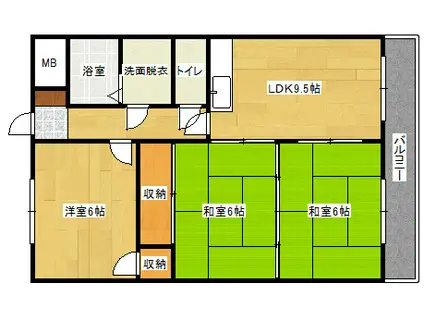 メゾン古田(3LDK/3階)の間取り写真