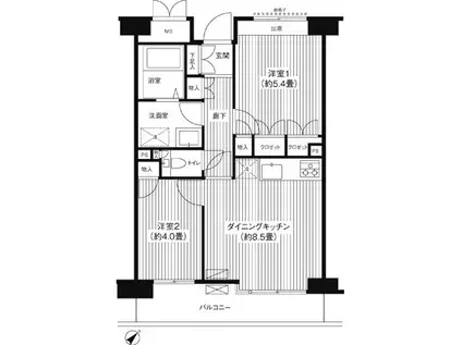 ステラメゾン武蔵小山(2DK/2階)の間取り写真