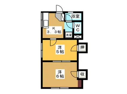 フォーブルMIMIKIKIB棟(2K/1階)の間取り写真