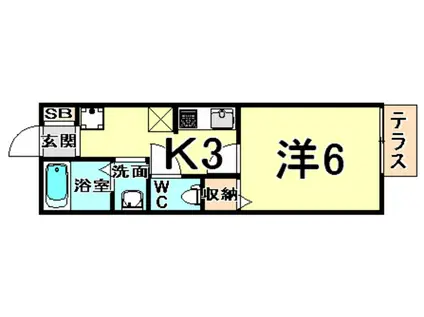 モナリエ園田(1K/1階)の間取り写真