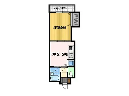 CALMAX本原(1DK/5階)の間取り写真