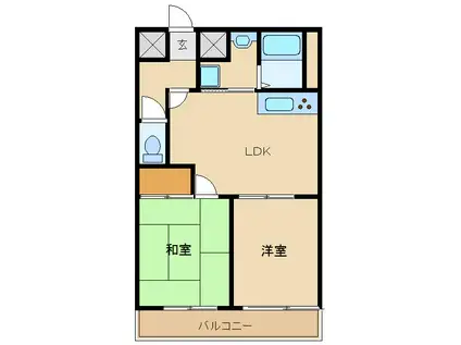 セルジュYS出屋敷(2DK/7階)の間取り写真