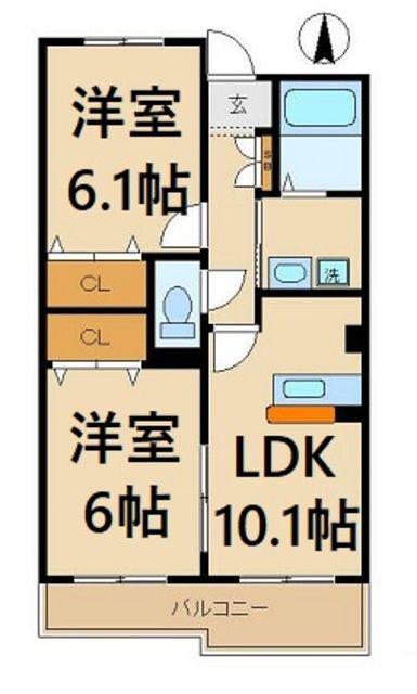 サニーヴィレッジ(2LDK/3階)の間取り写真