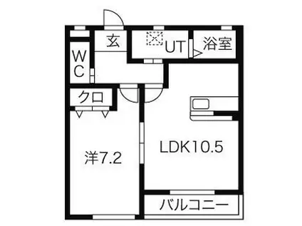 コンフォート三山(1LDK/1階)の間取り写真