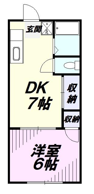 サンライズアパートメントA棟(1DK/1階)の間取り写真