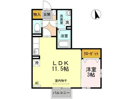 フォンターナ伏石A・B棟(1LDK/2階)の間取り写真