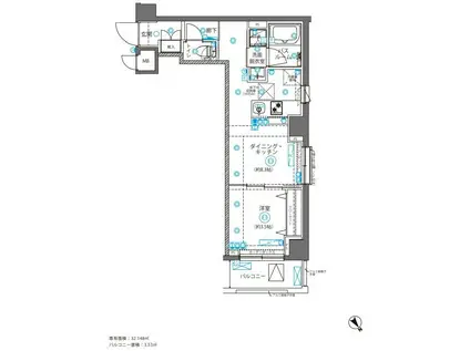 ZOOM立川ノース(1LDK/2階)の間取り写真