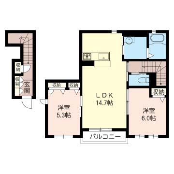 プライムレジデンス新百合 C棟(2LDK/2階)の間取り写真