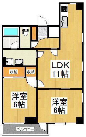 第2アーク山崎(2LDK/3階)の間取り写真