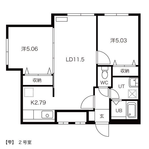 地下鉄東豊線 環状通東駅 徒歩5分 4階建 築14年(2LDK/2階)の間取り写真