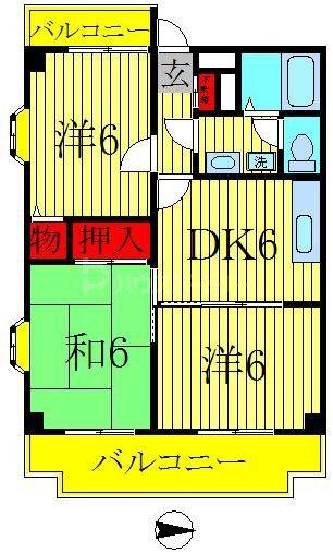 アムール(3DK/2階)の間取り写真