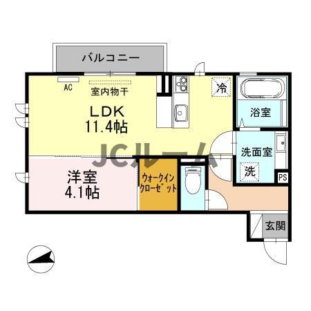 ミロワール(1LDK/2階)の間取り写真