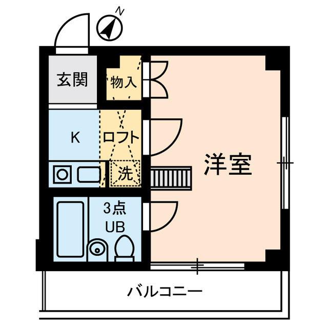 イリス三田(1K/3階)の間取り写真