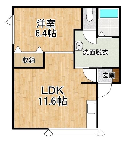 ミレニアム425(1LDK/1階)の間取り写真
