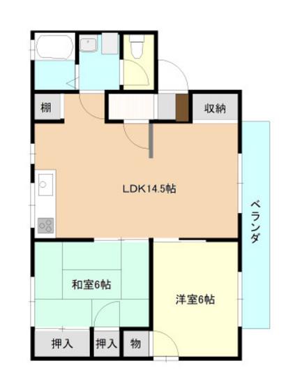 セジュール野北B棟(2LDK/2階)の間取り写真