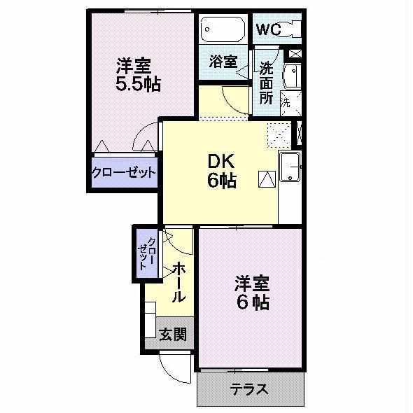 フォンテーヌ(2DK/1階)の間取り写真