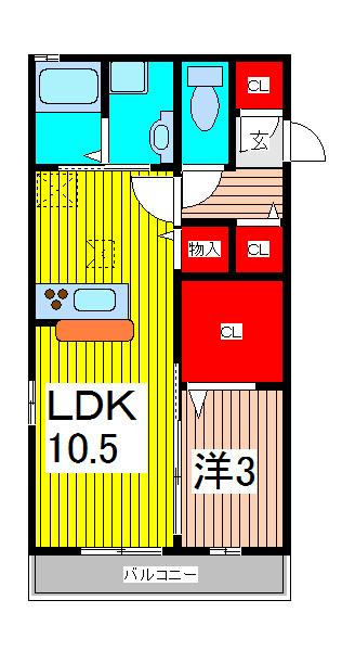 カサブランカ武蔵浦和(1LDK/2階)の間取り写真