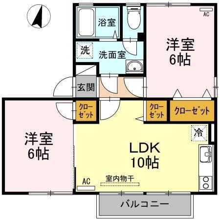 サニークレスト(2LDK/1階)の間取り写真