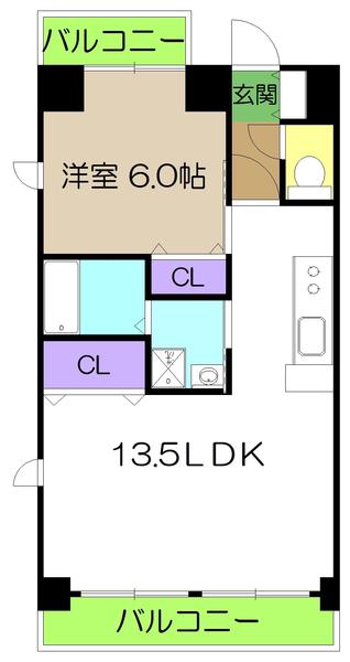 シャルマン(1LDK/2階)の間取り写真