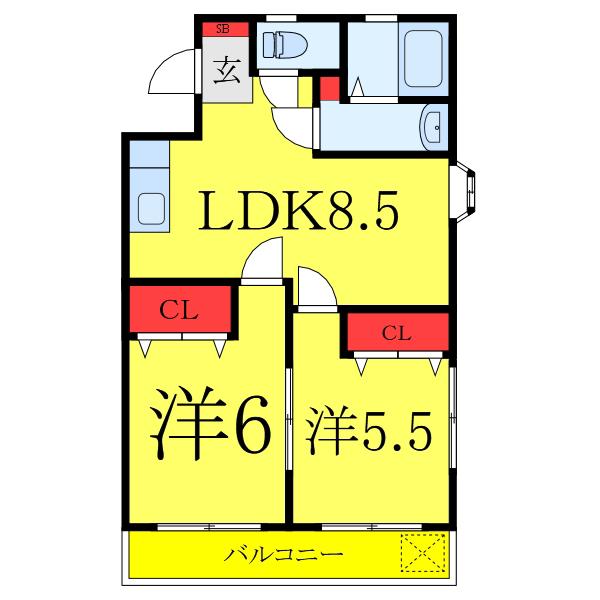 ハイツリー芝(2LDK/2階)の間取り写真
