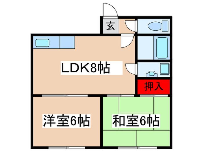 ブランマレー(2LDK/1階)の間取り写真