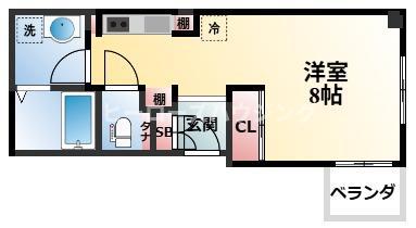 ウィステリア豊中本町(1K/3階)の間取り写真