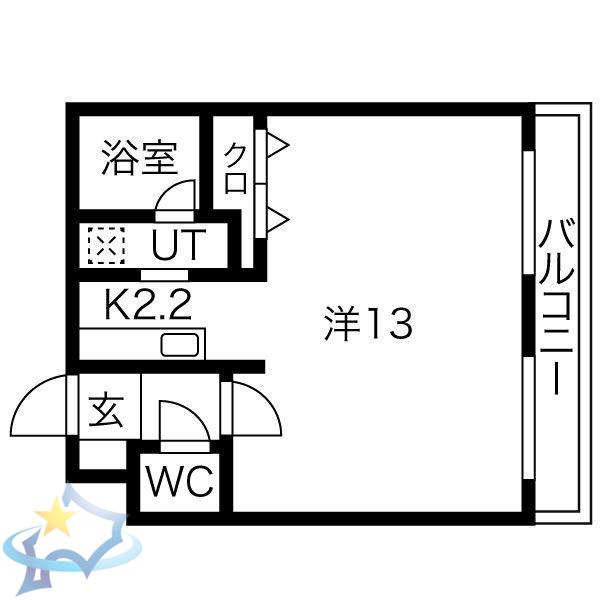 ノヴァ円山公園(1K/1階)の間取り写真