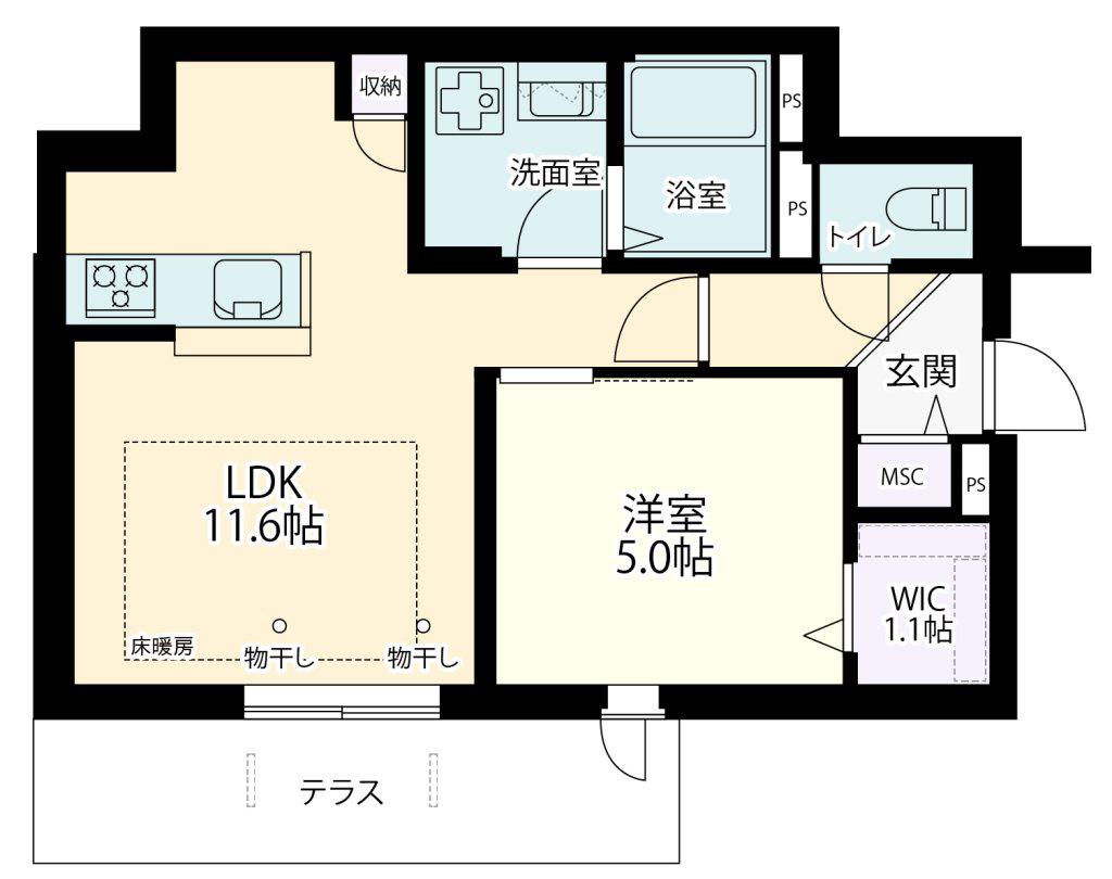 上北沢4丁目メゾン(1LDK/1階)の間取り写真