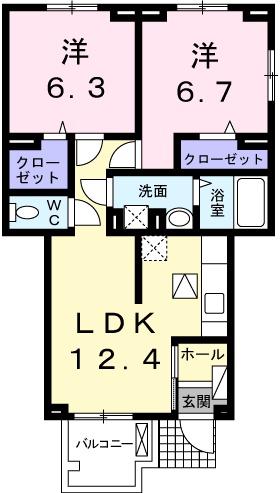 ロジュマンII(2LDK/1階)の間取り写真