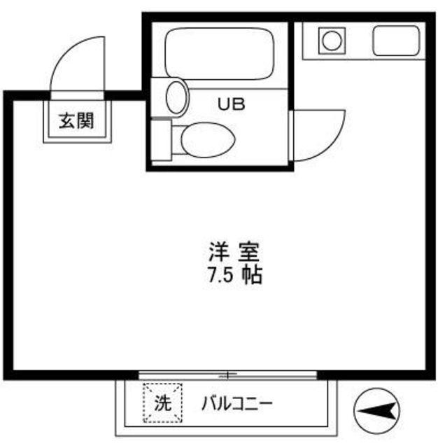コーポヨコヤマ(ワンルーム/2階)の間取り写真