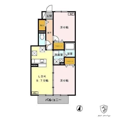 アモーレ B(2LDK/1階)の間取り写真
