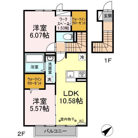 セプタンブル(2LDK/2階)の間取り写真