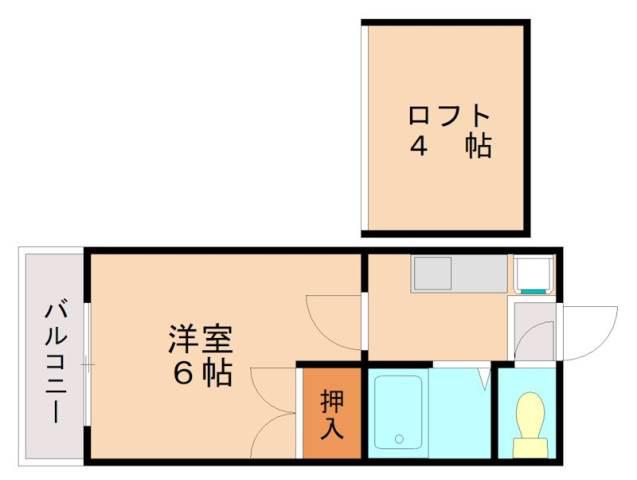 フラット大楠(1K/2階)の間取り写真