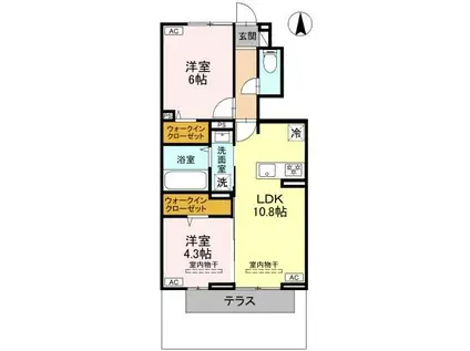 ハイトラスト(2LDK/1階)の間取り写真