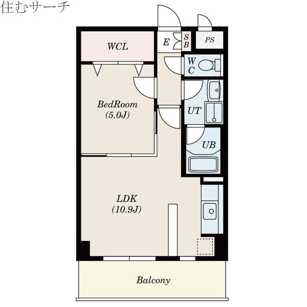 四日市エンブルコート(1LDK/6階)の間取り写真