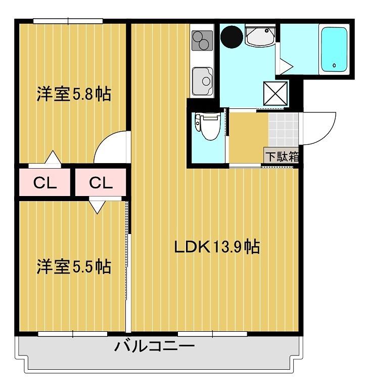 サンクレール常盤(2LDK/1階)の間取り写真