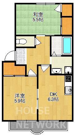 パティオモア西賀茂(2DK/1階)の間取り写真
