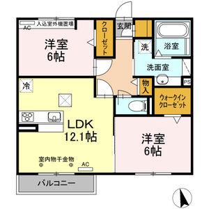リジュール(2LDK/1階)の間取り写真