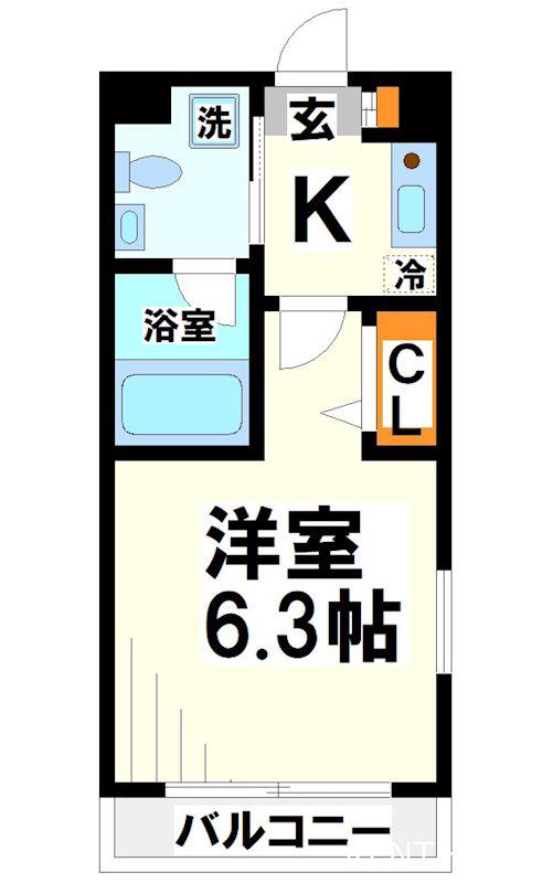 エスデュア(1K/4階)の間取り写真