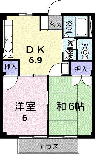 ニューシティ大坪(2DK/1階)の間取り写真