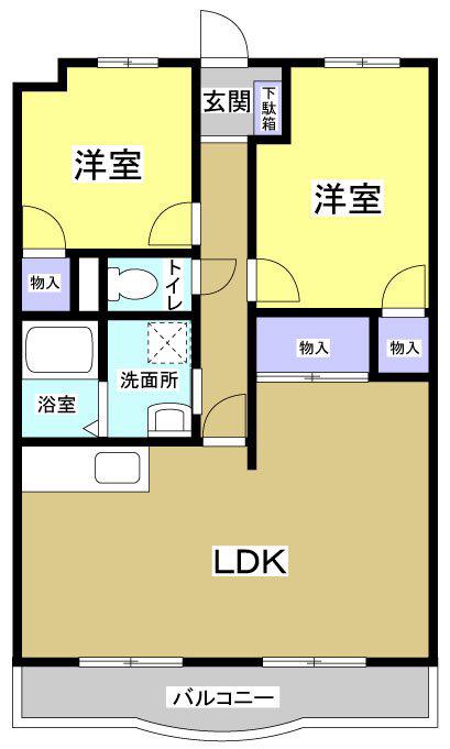 ラポール下俣南(2LDK/1階)の間取り写真