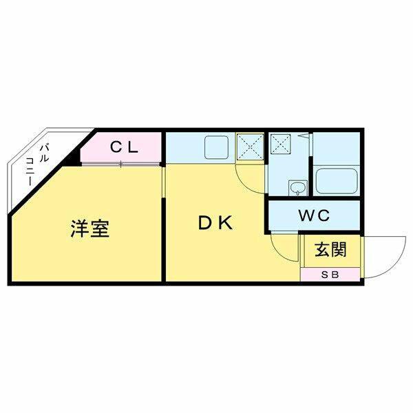 板倉マンション(1DK/4階)の間取り写真