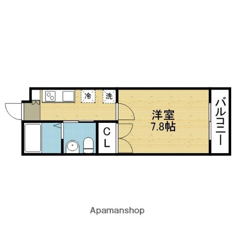 ノイヴェル巽北(1K/3階)の間取り写真