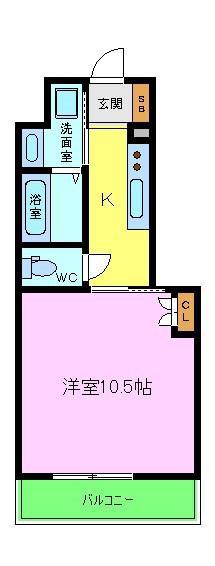 ウイングス白鷺(1K/5階)の間取り写真