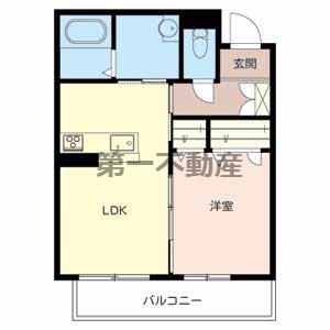 グリーン セント 上中(1LDK/3階)の間取り写真
